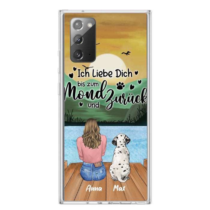 Custom Personalized Dog Mom Phone Case - Gifts For Dog Lover/ Mother's Day With Upto 5 Dogs - Ich Liebe Dich Bis Zum Mond Und Zurück - Case For iPhone And Samsung