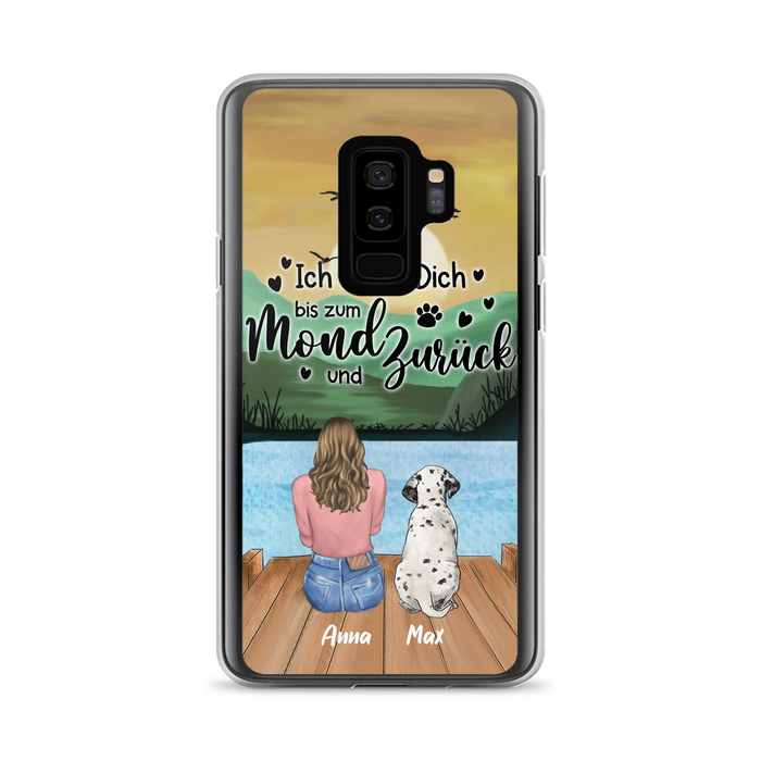 Custom Personalized Dog Mom Phone Case - Gifts For Dog Lover/ Mother's Day With Upto 5 Dogs - Ich Liebe Dich Bis Zum Mond Und Zurück - Case For iPhone And Samsung