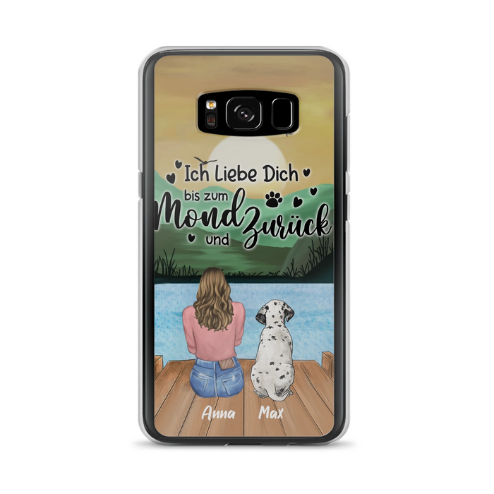 Custom Personalized Dog Mom Phone Case - Gifts For Dog Lover/ Mother's Day With Upto 5 Dogs - Ich Liebe Dich Bis Zum Mond Und Zurück - Case For iPhone And Samsung