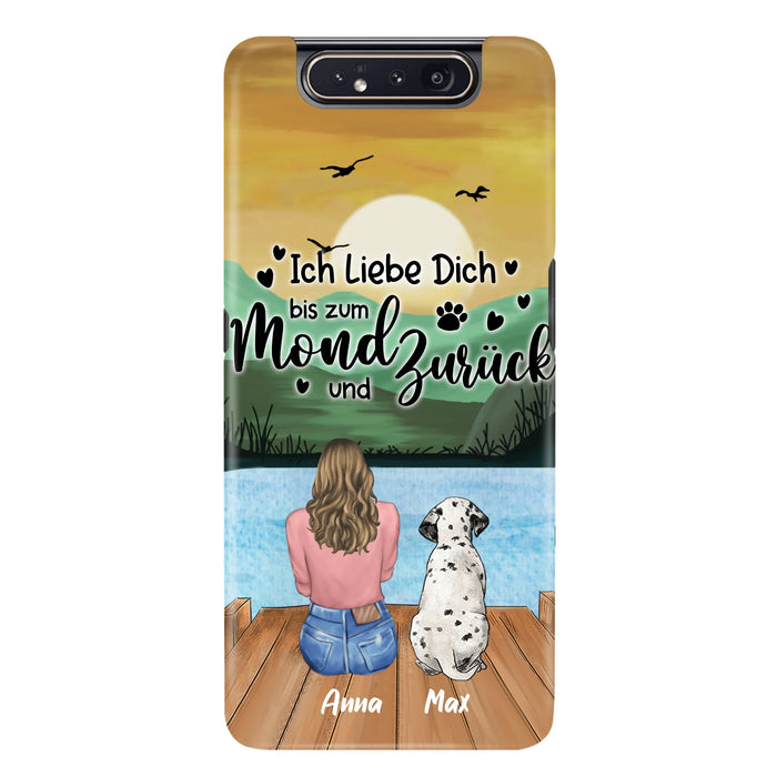 Custom Personalized Dog Mom Phone Case - Gifts For Dog Lover/ Mother's Day With Upto 5 Dogs - Ich Liebe Dich Bis Zum Mond Und Zurück - Case For iPhone And Samsung