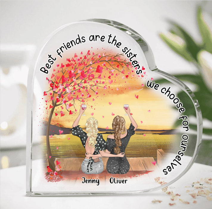 Personalized Friends Crystal Heart - Up to 4 Friends - Gift Idea For Friends/Sisters/Besties - Best Friends Are The Sisters We Choose For Ourselves