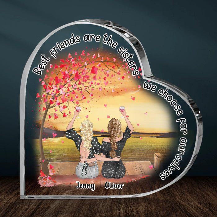 Personalized Friends Crystal Heart - Up to 4 Friends - Gift Idea For Friends/Sisters/Besties - Best Friends Are The Sisters We Choose For Ourselves
