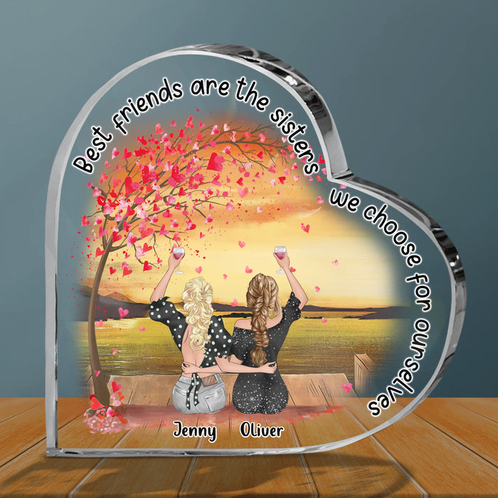 Personalized Friends Crystal Heart - Up to 4 Friends - Gift Idea For Friends/Sisters/Besties - Best Friends Are The Sisters We Choose For Ourselves