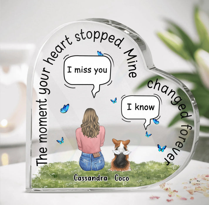 Personalized Pet Heart Shaped Acrylic Plaque - Up to 4 Dogs/Cats - Gift Idea For Couple/Dog/Cat Lover - You Left Paw Prints On My Heart