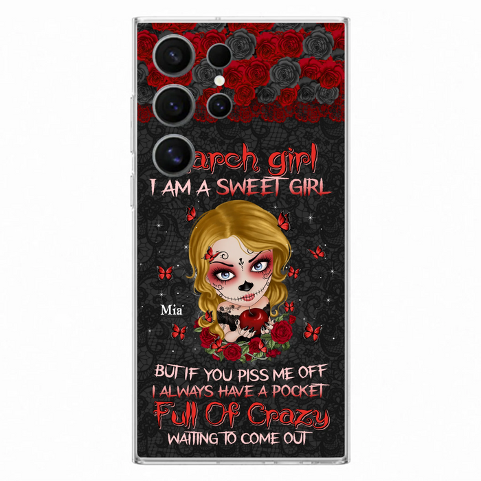 Custom Personalized Sweet Skull Girl Phone Case - Birthday Gift Idea For Girl/ Skull Lover - I Am A Sweet Girl - Case For iPhone And Samsung