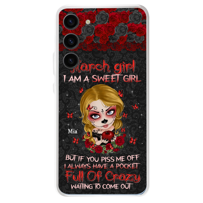 Custom Personalized Sweet Skull Girl Phone Case - Birthday Gift Idea For Girl/ Skull Lover - I Am A Sweet Girl - Case For iPhone And Samsung