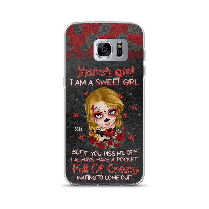 Custom Personalized Sweet Skull Girl Phone Case - Birthday Gift Idea For Girl/ Skull Lover - I Am A Sweet Girl - Case For iPhone And Samsung