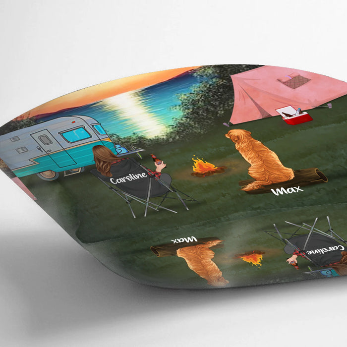Personalized Camping Pillow Cover/Fleece/Quilt Blanket - Couple With Up to 2 Kids And 3 Pets - Gift Idea For Camping Lover - Making Memories One Campsite At A Time