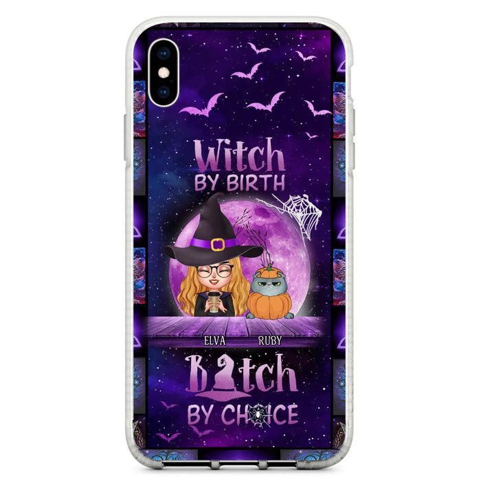 Custom Personalized Witch Phone Case - Gift Idea For Witch/ Dog/ Cat Lover - Upto 4 Pets - Witch By Birth - Case For iPhone/ Samsung