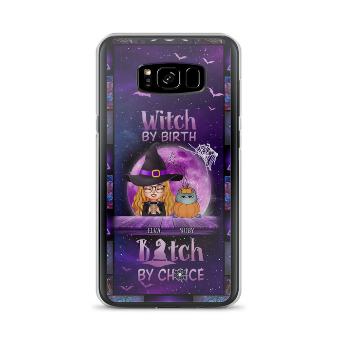 Custom Personalized Witch Phone Case - Gift Idea For Witch/ Dog/ Cat Lover - Upto 4 Pets - Witch By Birth - Case For iPhone/ Samsung