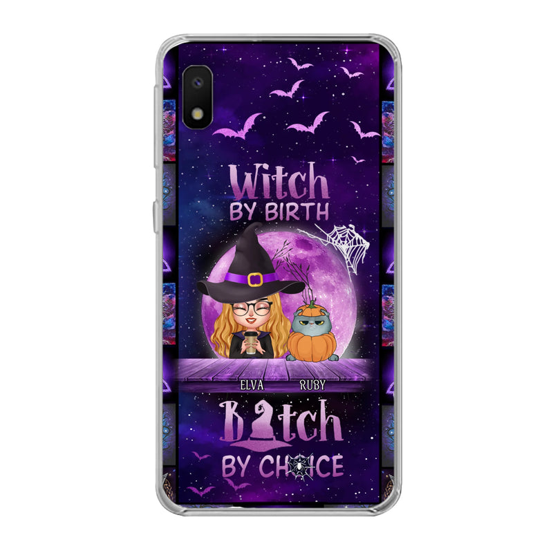 Custom Personalized Witch Phone Case - Gift Idea For Witch/ Dog/ Cat Lover - Upto 4 Pets - Witch By Birth - Case For iPhone/ Samsung