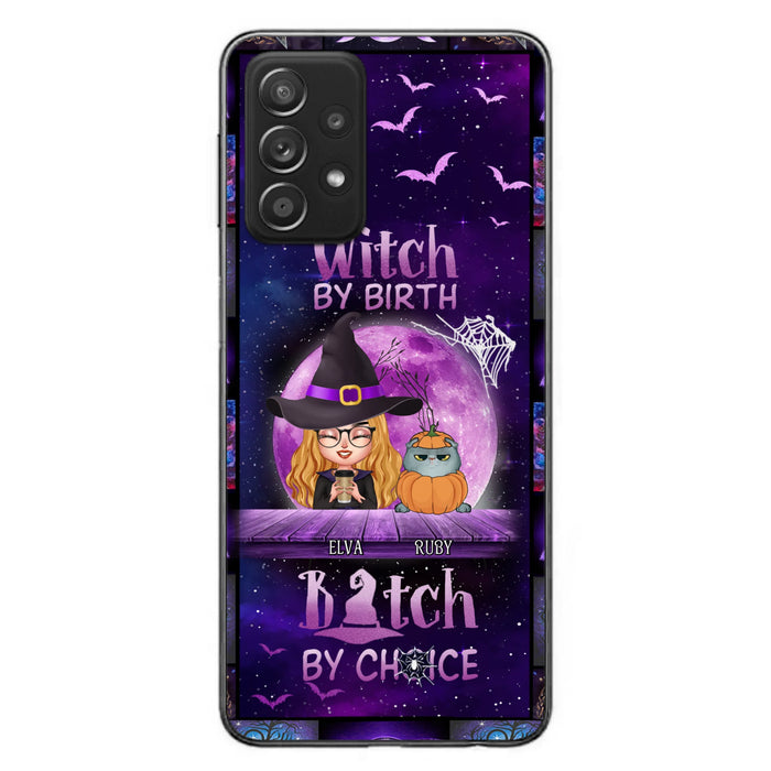 Custom Personalized Witch Phone Case - Gift Idea For Witch/ Dog/ Cat Lover - Upto 4 Pets - Witch By Birth - Case For iPhone/ Samsung