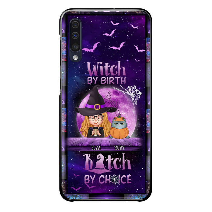 Custom Personalized Witch Phone Case - Gift Idea For Witch/ Dog/ Cat Lover - Upto 4 Pets - Witch By Birth - Case For iPhone/ Samsung