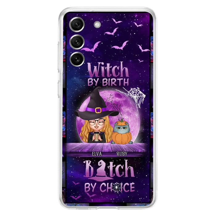 Custom Personalized Witch Phone Case - Gift Idea For Witch/ Dog/ Cat Lover - Upto 4 Pets - Witch By Birth - Case For iPhone/ Samsung