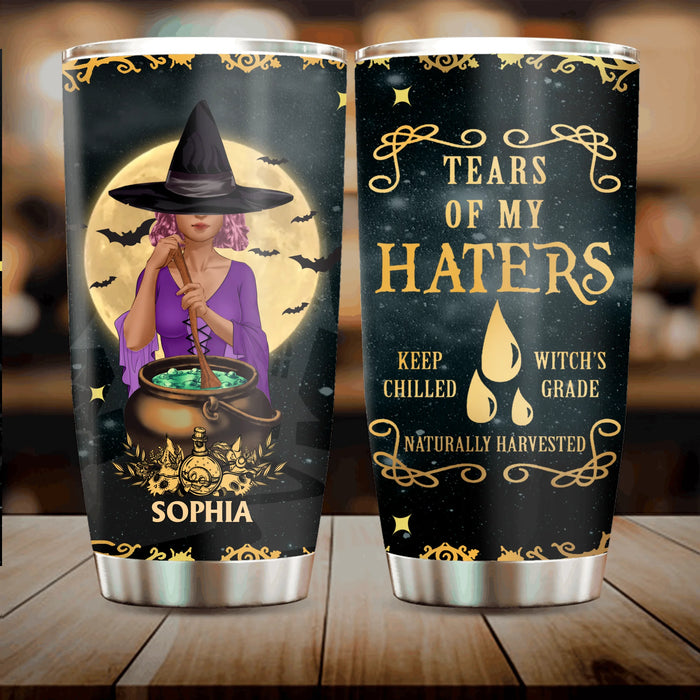 Custom Personalized Witch Tumbler - Halloween Gift Idea For Friends - Tears Of My Haters