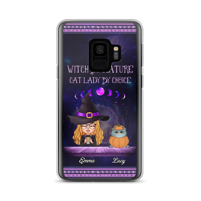 Custom Personalized Witch Phone Case for iPhone/ Samsung - Gift Idea For Halloween/ Pet Lovers with up to 5 Pets - Witch By Nature, Cat Lady By Choice