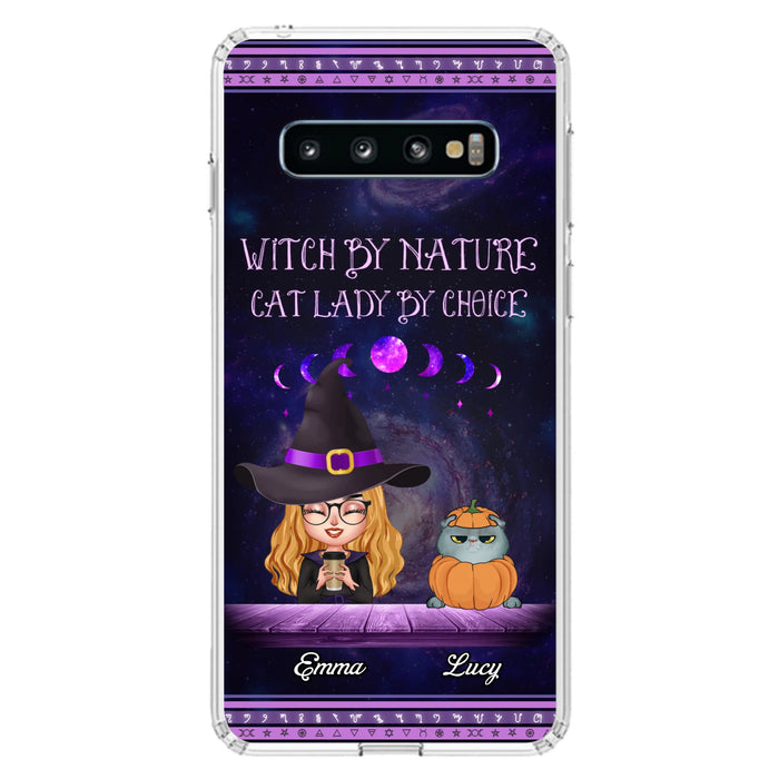 Custom Personalized Witch Phone Case for iPhone/ Samsung - Gift Idea For Halloween/ Pet Lovers with up to 5 Pets - Witch By Nature, Cat Lady By Choice