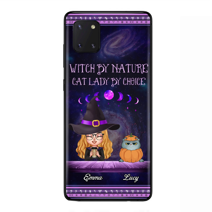 Custom Personalized Witch Phone Case for iPhone/ Samsung - Gift Idea For Halloween/ Pet Lovers with up to 5 Pets - Witch By Nature, Cat Lady By Choice