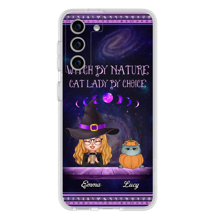 Custom Personalized Witch Phone Case for iPhone/ Samsung - Gift Idea For Halloween/ Pet Lovers with up to 5 Pets - Witch By Nature, Cat Lady By Choice