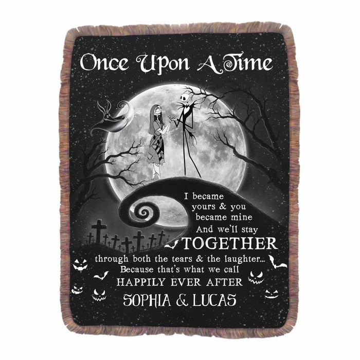 Personalized Nightmare Couple Ultra-Soft Fringe Blanket - Gift for Couples - You Are My Happy Ending