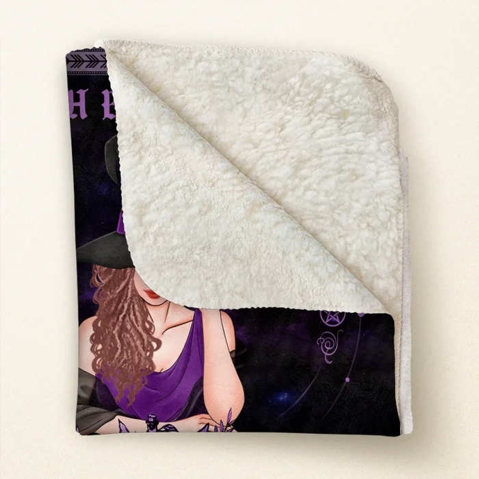 Personalized Witch By Natural Fleece Throw Blanket/ Quilt Blanket - Halloween Gift Idea