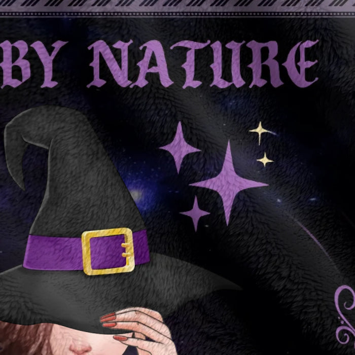 Personalized Witch By Natural Fleece Throw Blanket/ Quilt Blanket - Halloween Gift Idea