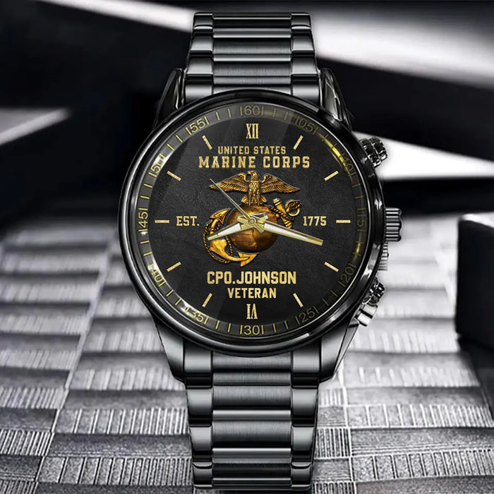 Personalized Military Veteran Watch - Gift To Dad/Son/Him/Veteran's Day/Father's Day/Birthday - Custom Your Name And Year