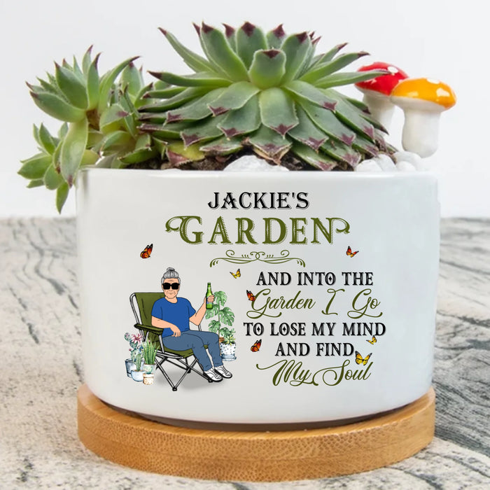 Personalized Gardener Plant Pot - Gift For Plant Lovers/Mother's Day/Father's Day - And Into The Garden I Go To Lose My Mind And Find My Soul