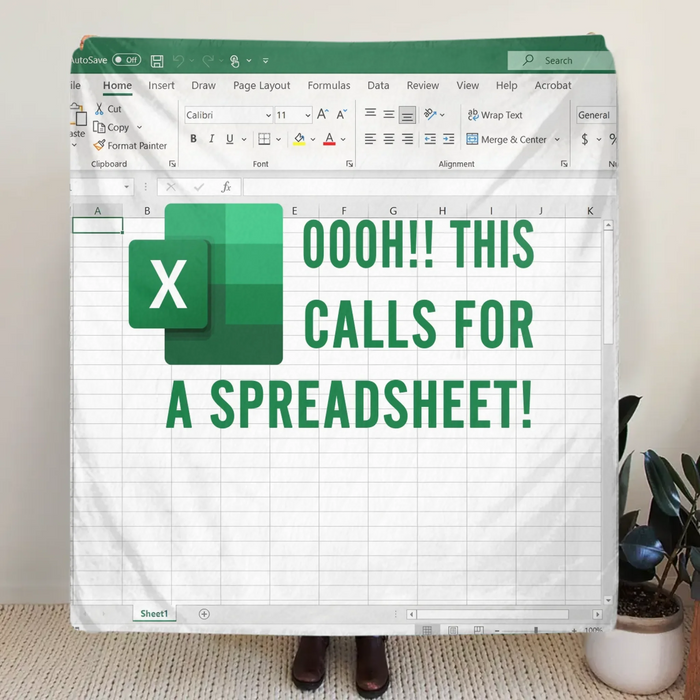 Funny Office Fleece Throw Blanket/ Quilt Blanket - Gift Idea for Co-workers - Oooh!! This Calls for a Spreadsheet