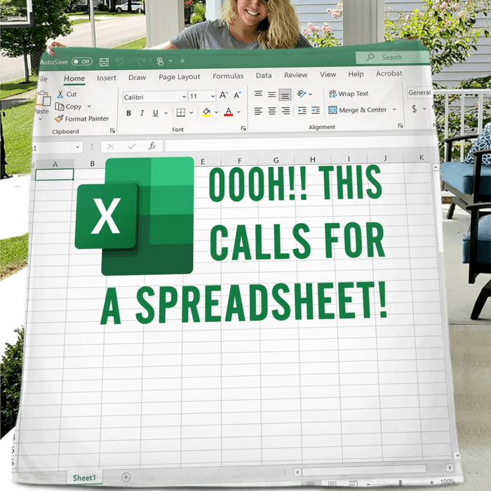 Funny Office Fleece Throw Blanket/ Quilt Blanket - Gift Idea for Co-workers - Oooh!! This Calls for a Spreadsheet