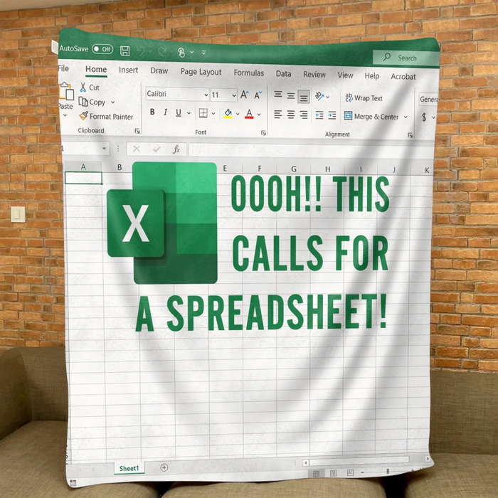 Funny Office Fleece Throw Blanket/ Quilt Blanket - Gift Idea for Co-workers - Oooh!! This Calls for a Spreadsheet