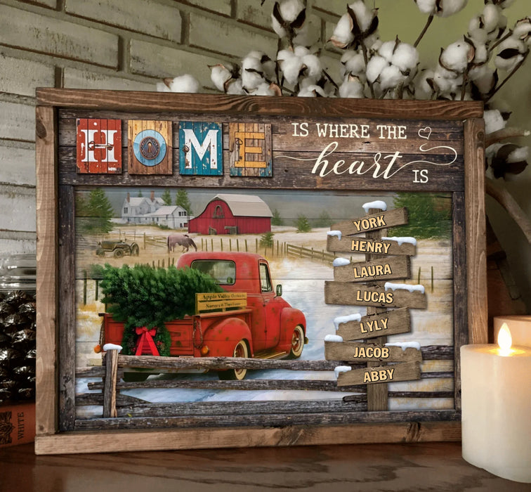 Personalized Family Poster - Gift Idea For Family - Up To 7 Members - Home Is Where The Heart Is