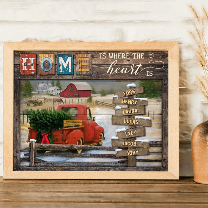 Personalized Family Poster - Gift Idea For Family - Up To 7 Members - Home Is Where The Heart Is