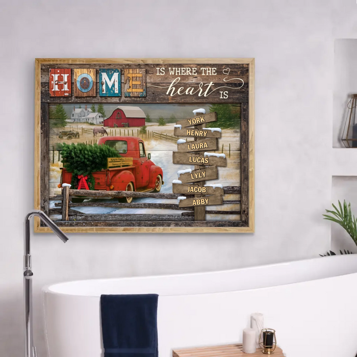 Personalized Family Poster - Gift Idea For Family - Up To 7 Members - Home Is Where The Heart Is