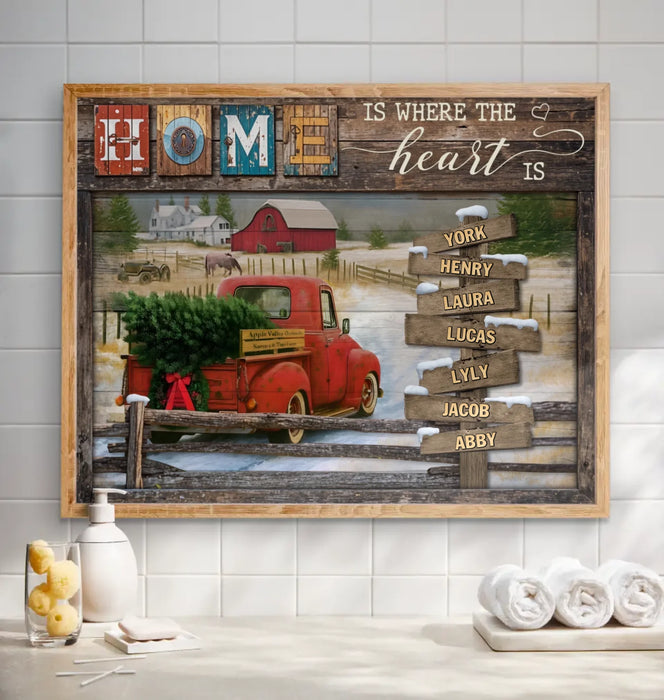 Personalized Family Poster - Gift Idea For Family - Up To 7 Members - Home Is Where The Heart Is