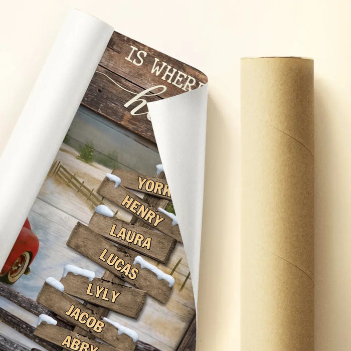 Personalized Family Poster - Gift Idea For Family - Up To 7 Members - Home Is Where The Heart Is