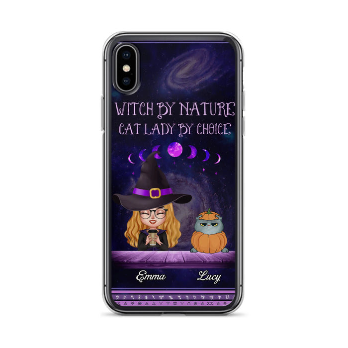 Custom Personalized Witch Phone Case for iPhone/ Samsung - Gift Idea For Halloween/ Pet Lovers with up to 5 Pets - Witch By Nature, Cat Lady By Choice