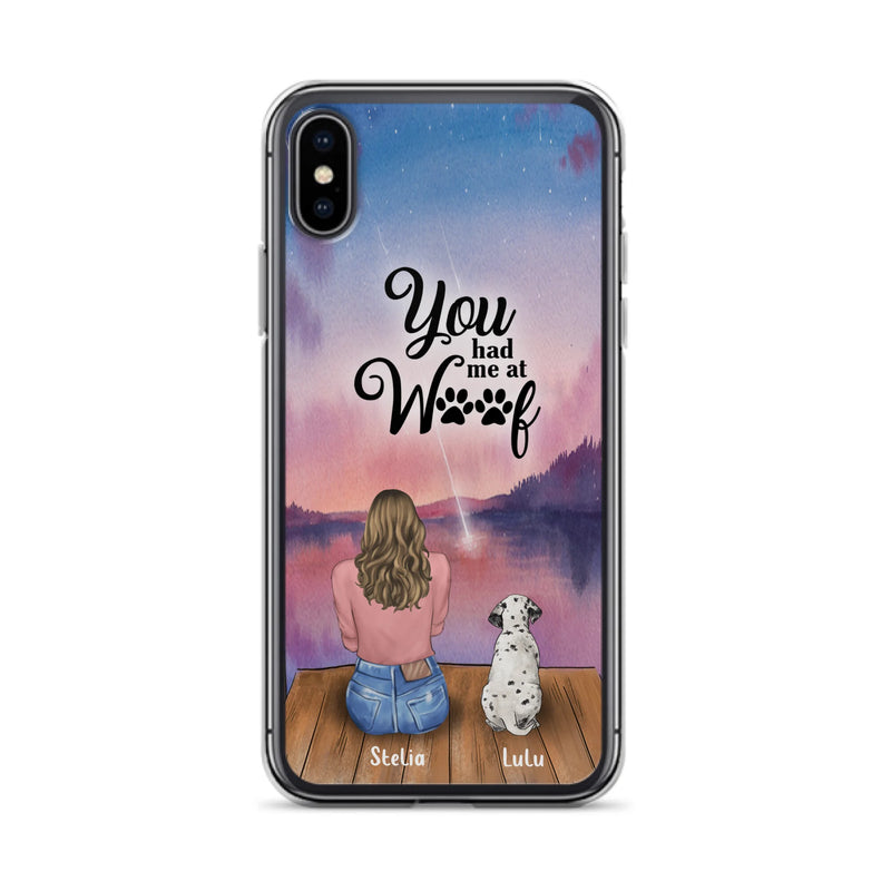Custom Personalized Dog Mom Phone Case - Gifts For Dog Lovers With Upto 4 Dogs - You Had Me At Woof - Case For iPhone, Samsung