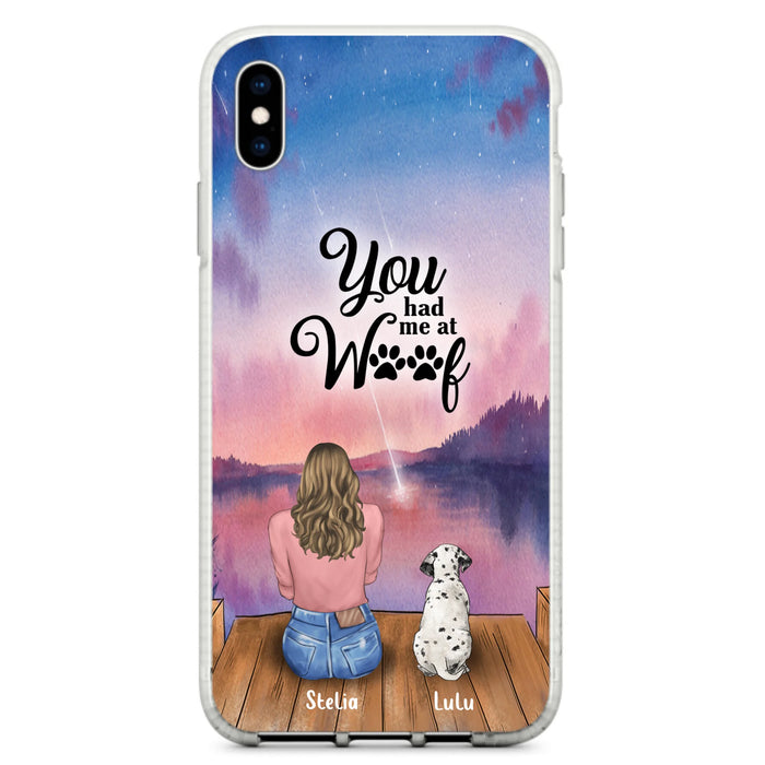 Custom Personalized Dog Mom Phone Case - Gifts For Dog Lovers With Upto 4 Dogs - You Had Me At Woof - Case For iPhone, Samsung