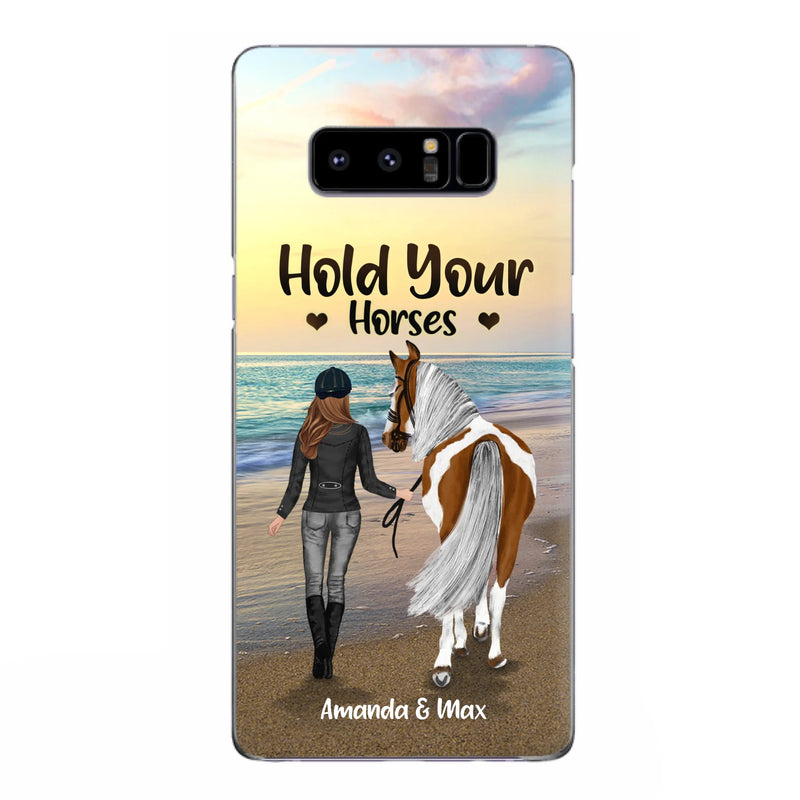 Personalized Horse Girl Phone Case - Girl with up to 2 Horses - Four Feet Move My Soul - QX6ZS1