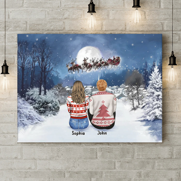 Personalized Family Canvas - Couple/ Parents With Up to 3 Kids And 3 Pets - Christmas Gift Idea