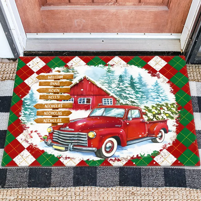 Personalized Street Sign Family Doormat - Gift Idea For Family - Up to 7 Members