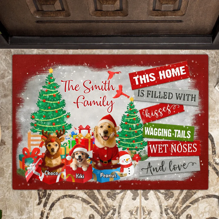 Personalized Dog Family Doormat - Christmas Gift Idea For Dog Lover - Upload Photo - Up to 5 Dogs