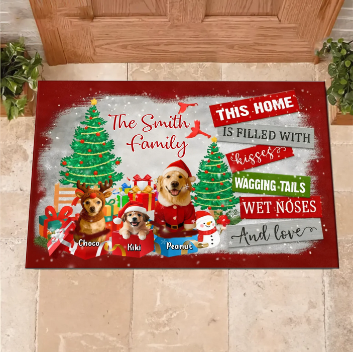 Personalized Dog Family Doormat - Christmas Gift Idea For Dog Lover - Upload Photo - Up to 5 Dogs