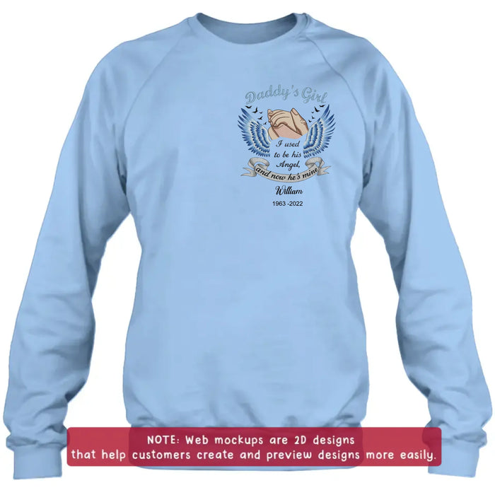 Personalized Memorial Embroidered Shirt/ Hoodie - “I Used to Be His Angel and Now He’s Mine” - Sympathy Gift for Loss of Father