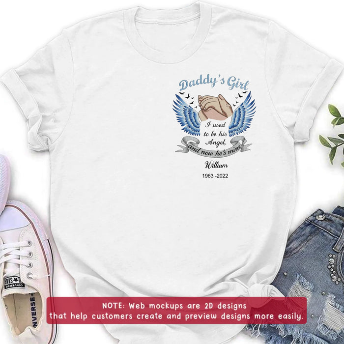 Personalized Memorial Embroidered Shirt/ Hoodie - “I Used to Be His Angel and Now He’s Mine” - Sympathy Gift for Loss of Father