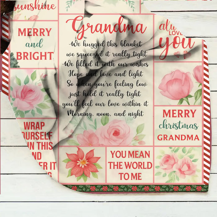 Personalized Christmas Fleece Throw Blanket/ Quilt – You Are My Sunshine - Gift for Grandma/ Nana from Grandkids