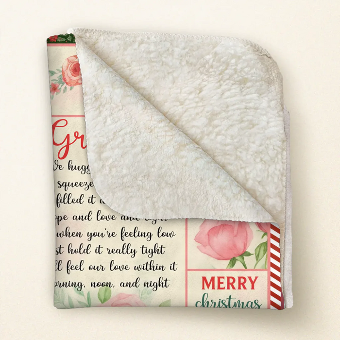 Personalized Christmas Fleece Throw Blanket/ Quilt – You Are My Sunshine - Gift for Grandma/ Nana from Grandkids