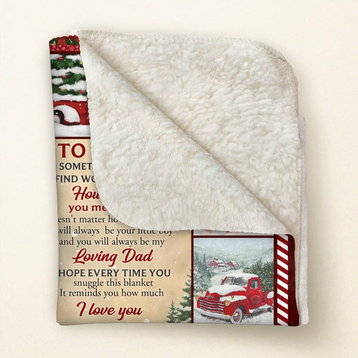 Personalized Christmas Fleece Throw Blanket / Quilt - Gift Idea from Son/ Daughter to Dad - I'm So Proud Of You