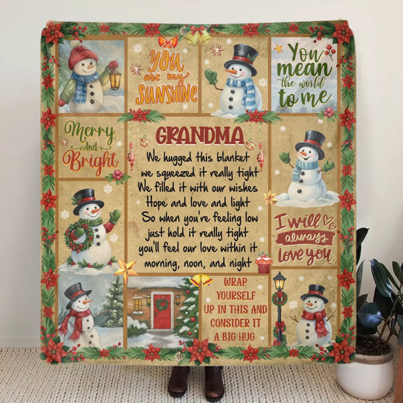 To My Grandma/ Nana Fleece Throw Blanket/ Quilt - Christmas Gift Idea - You Mean The World To Me